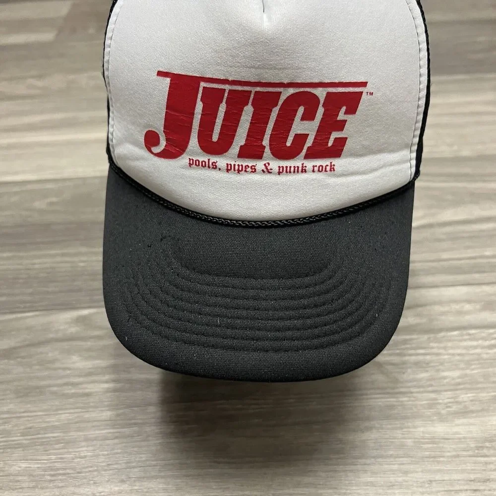 Juice Magazine Snapback Trucker Hat Black White Foam‎ Mesh Pools Pipes Punk Rock